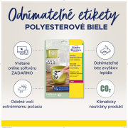 Etikety polyesterové veľmi odolné 99,1x139mm Avery A4 biele odnímateľné 20 hárkov