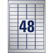 Etikety polyesterové veľmi odolné 45,7x21,2mm Avery A4 strieborné 20 hárkov