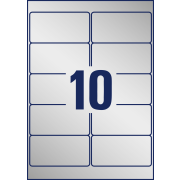 Etikety polyesterové veľmi odolné 96x50,8mm Avery A4 strieborné 20 hárkov