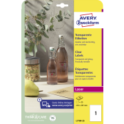 Etikety polyesterové veľmi odolné 210x297mm Avery A4 25 hárkov priehľadné