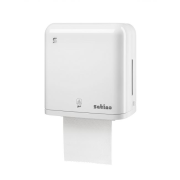 Zásobník na utierky v kotúči WEPA SATINO AutoCut, biely plast, bezdotykový