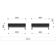 Konferenčný stolík S 2 H, 85x85x30 cm, farba sivá, nohy chróm