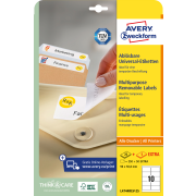 Etikety univerzálne odnímateľné 96x50,8mm Avery A4 25+5 hárkov