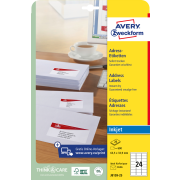 Samolepiace etikety AVERY 63,5x33,9mm adresné biele