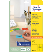 Etikety Avery odnímateľné 63,5x33,9 mm, žlté