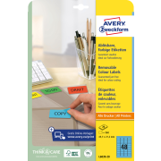 Etikety Avery odnímateľné 45,7x21,2 mm, modré