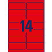 Etikety Avery odnímateľné 99,1x38,1 mm neónové červené