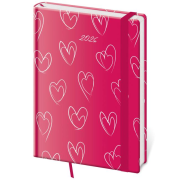 Diár Vario denný A5 14,3x20,5cm s gumičkou Hearts 2026