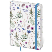Diár Vario týždenný A5 14,5x20,5 cm s gumičkou Wildflowers 2026