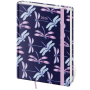 Diár Vario týždenný A5 14,3x20,5 cm s gumičkou Dragonfly 2026