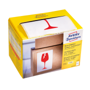 Etikety Avery s varovným symbolom ` Krehké` 74x100mm na kotúči