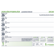 Stolový kalendár riadkový 21 x 15 cm - Pracovný malý 2026