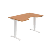 Pracovný stôl Motion Ergo, PO, 3S, 140x61-128x90 cm, jelša/biela