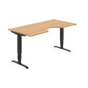 Pracovný stôl Motion Ergo, ZO, 3S, 180x61-128x90 cm, dub/čierna