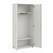 Šatníková skriňa BASIC s výsuvným vešiakom, so zámkom, 80x40x182,1cm, biela