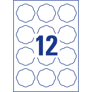Etikety v tvare kvetu 60x59,5mm Avery 10 hárkov biele