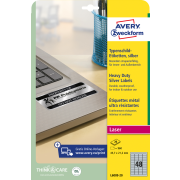 Etikety polyesterové veľmi odolné 45,7x21,2mm Avery A4 strieborné 20 hárkov