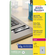 Etikety polyesterové veľmi odolné 210x297mm Avery A4 strieborné 20 hárkov
