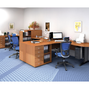 Pracovný stôl Cross, ergo, ľavý, 160x75,5x120 cm, čerešňa/kov