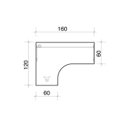 Pracovný stôl Gate, ergo, pravý, 160x75,5x120 cm, orech/orech