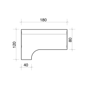 Pracovný stôl Uni, ergo, pravý, 180x75,5x120 cm, buk/sivá