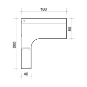 Pracovný stôl Gate, ergo, pravý, 180x75,5x200 cm, biela/biela