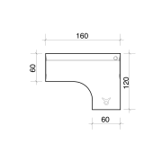 Pracovný stôl Gate, ergo, ľavý, 160x75,5x120 cm, biely/biely
