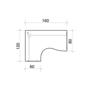 Pracovný stôl Gate, ergo, pravý, 160x75,5x120 cm, biely/biely
