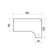 Pracovný stôl Gate, ergo, ľavý, 180x75,5x120 cm, buk/buk