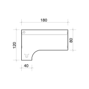 Pracovný stôl Cross, ergo, pravý, 180x75,5x120 cm, dub/kov