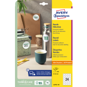 Etikety univerzálne kruhové 40mm Avery A4 10 hárkov