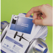 Rotačný stolový vizitkár na 400 vizitiek VISIFIX Flip VEGAS strieborný/modrý