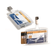 Visačka na 2 plastové karty so štipcom DURABLE 85x54mm 25ks