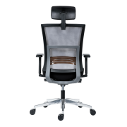 Kancelárska stolička Next s čiernym sedákom, operadlo sivá sieťovina