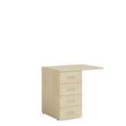 Prístavný kontajner BASIC, 4-zásuvkový so zámkom, 80x76x60cm, breza