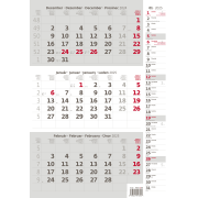 Trojmesačný kalendár sivý s poznámkami 2025