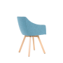 Čalúnené kreslo Wind Wood, drevené nohy, látka VIS021 modrá