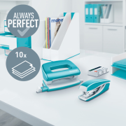 Sada zošívačka a dierovačka Leitz WOW mini ľadová modrá