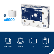 Toaletný papier 2-vrstv. TORK SmartOne biely T8 (6 ks)