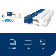 Papierové servítky 1-vrstv. TORK Xpressnap Snack. biele N4 (8x1125ks)