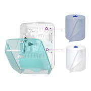 Zásobník na papierové utierky v roliach TORK Performance tyrkysový/biely W6